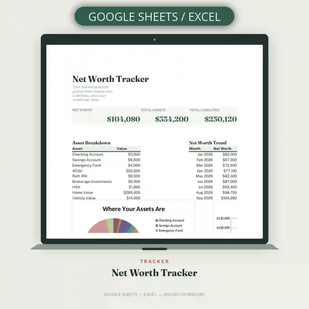 net worth Tracker spreadsheet