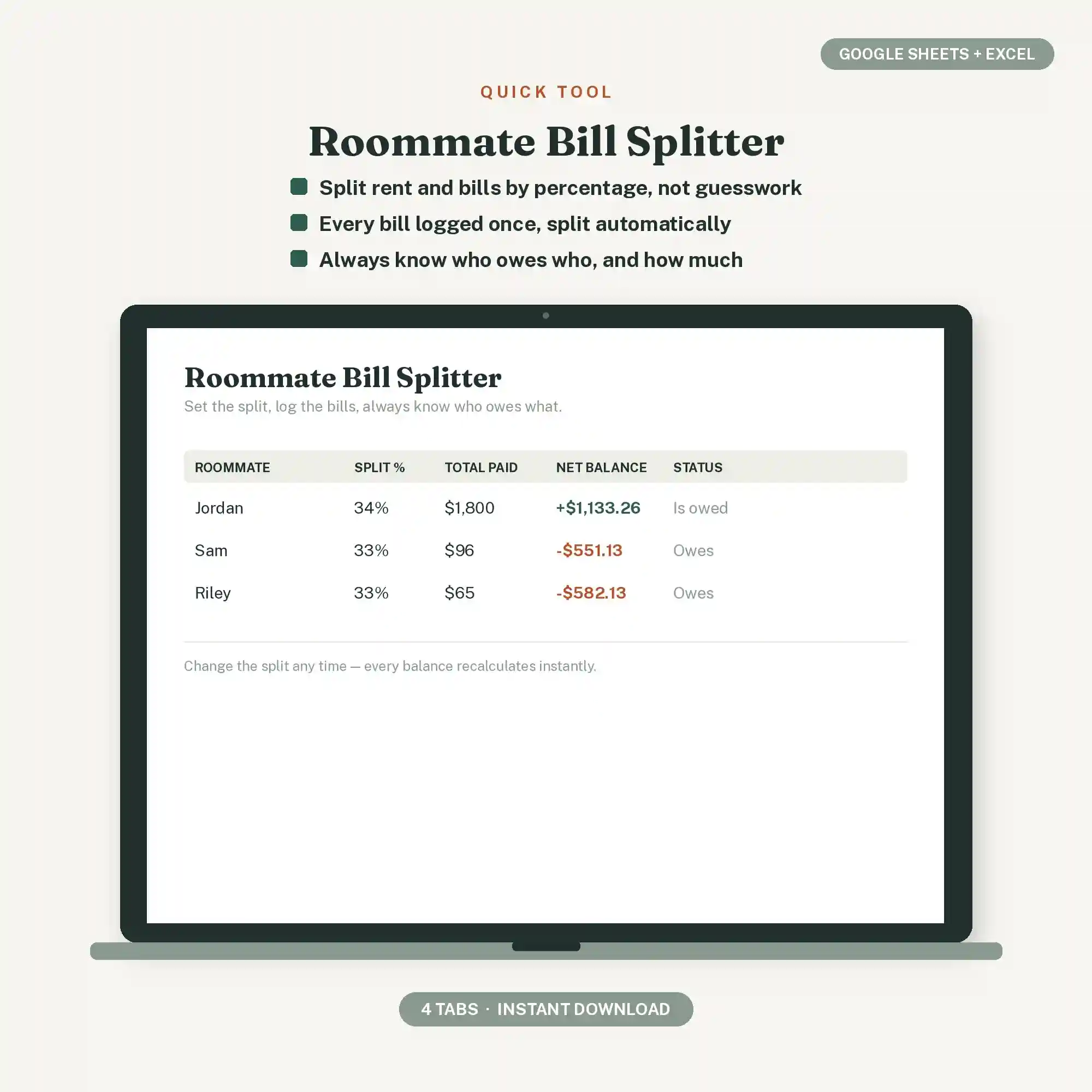 Roommate Bill Splitter